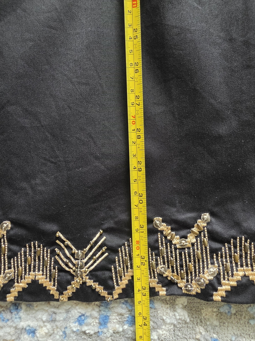 le chateau Black Sheath Dress with Gold Beaded Neckline - Picture 10 of 12